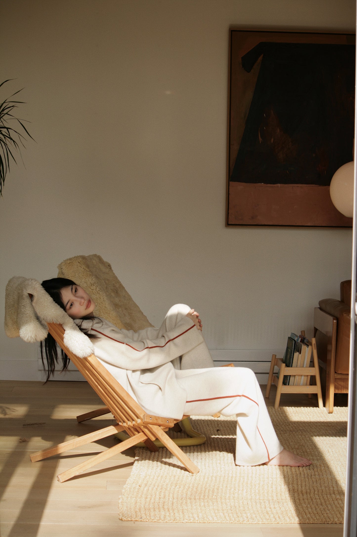 Striped Cashmere Hooded Cardigan