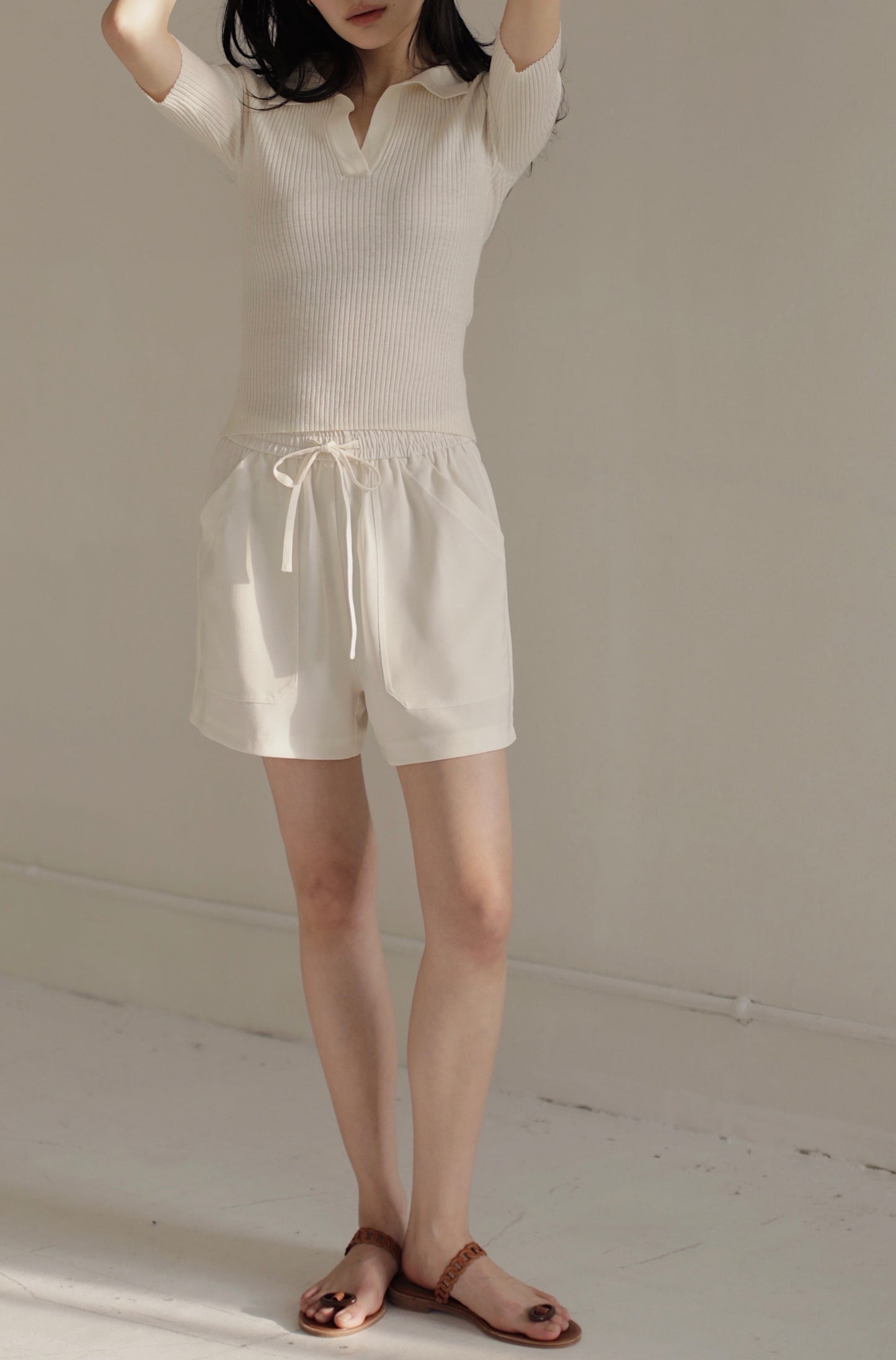 White Drawstring Shorts