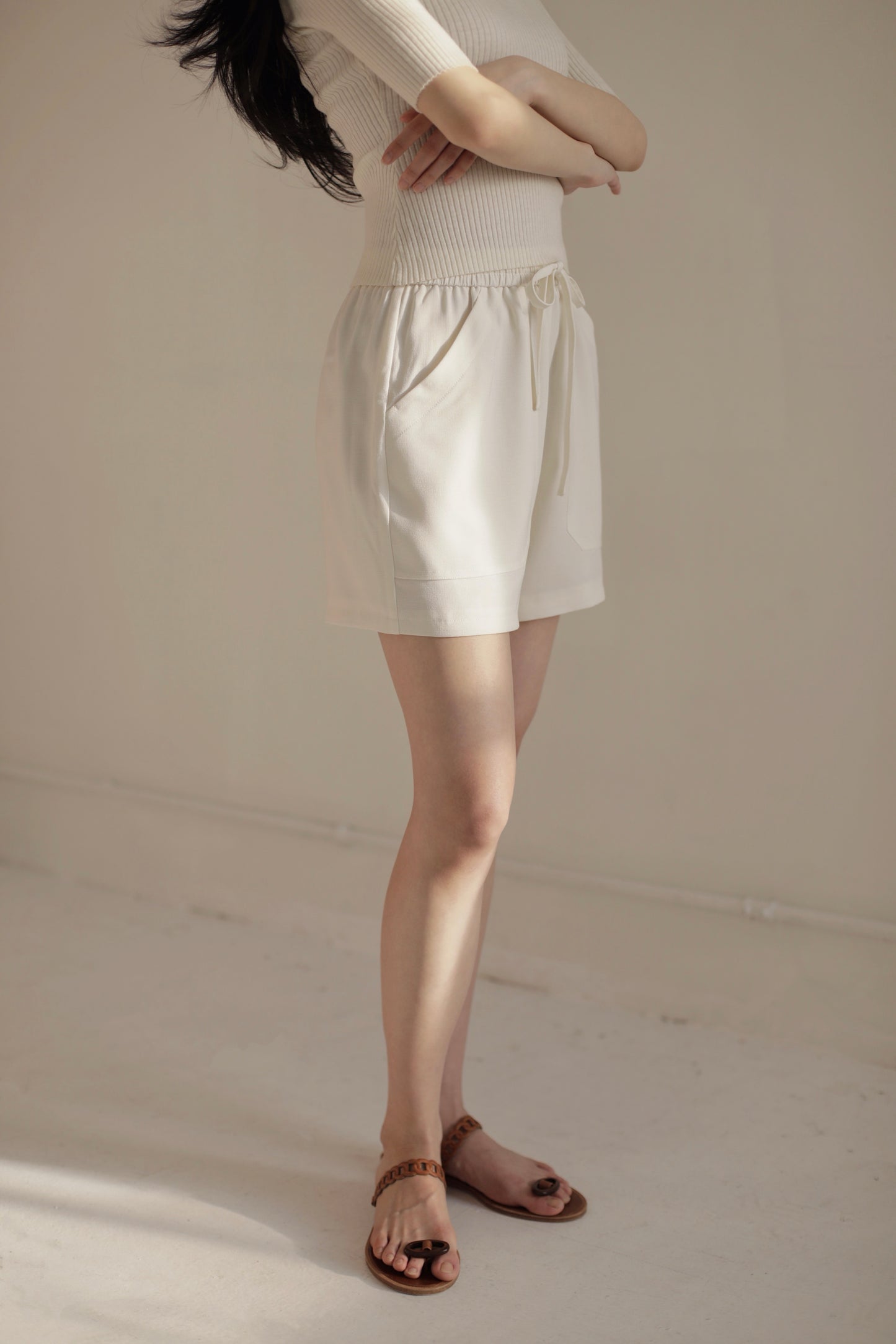 White Drawstring Shorts