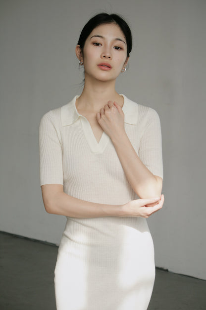 Silk Wool Polo Knit Dress