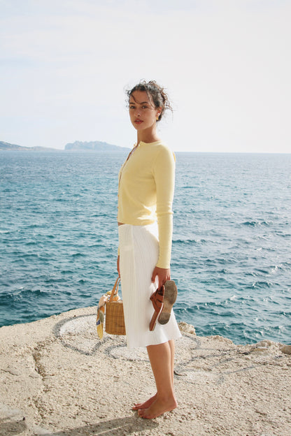 Butter Yellow Wool Machine Washable Cardigan