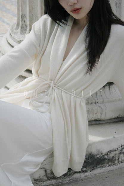 Ivory Cashmere Wrap Cardigan