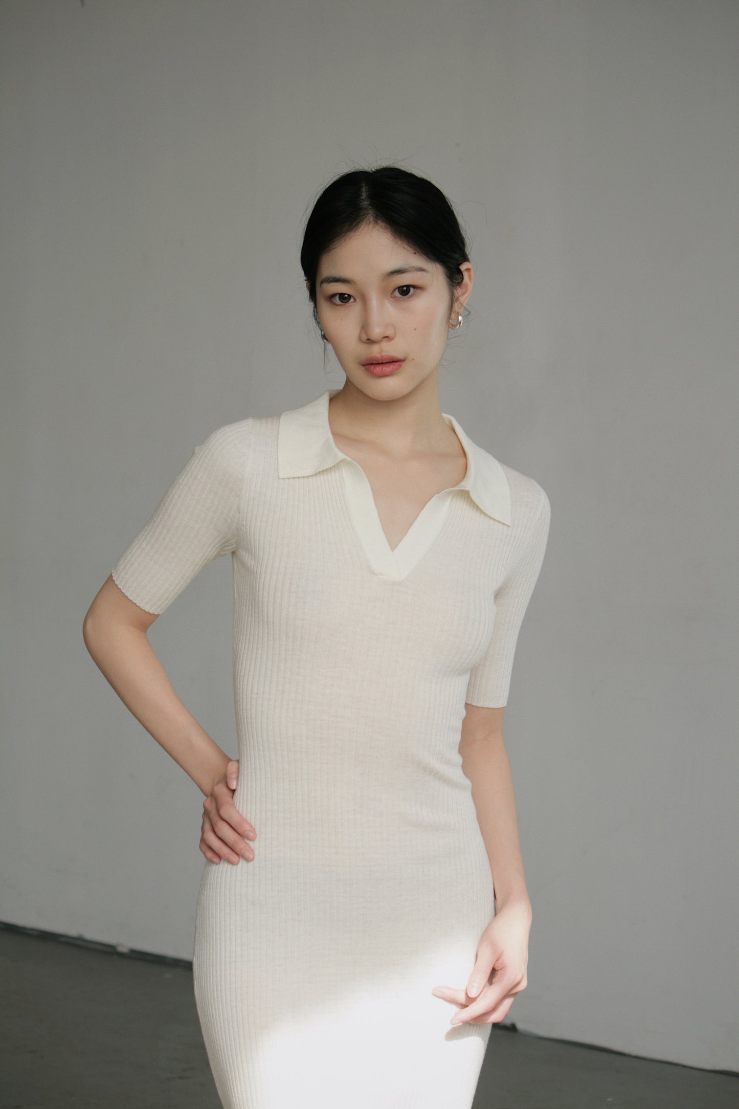 Silk Wool Polo Knit Dress