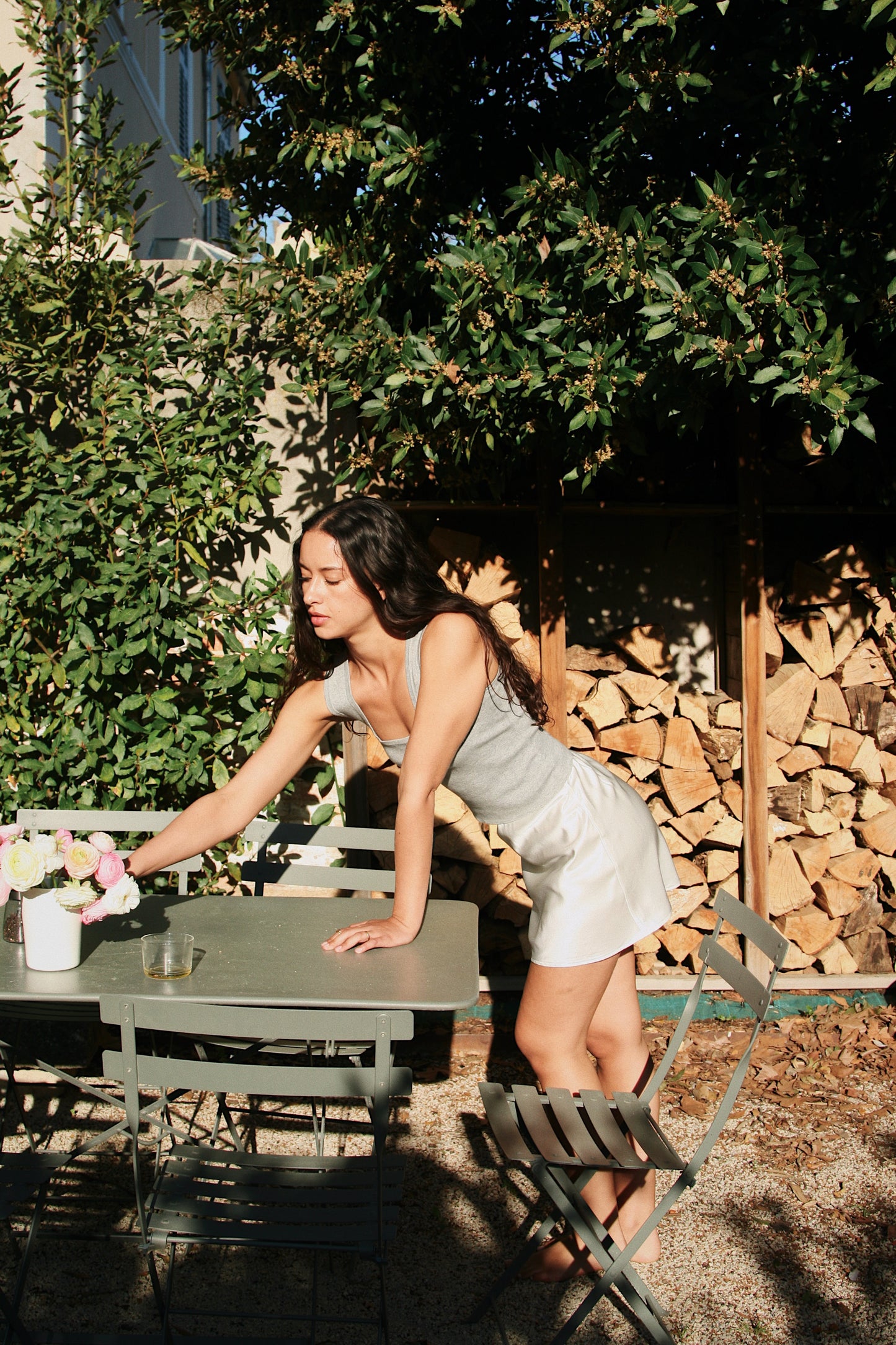 Silk Mini Skirt with Shorts