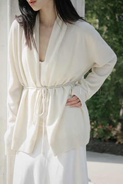 Ivory Cashmere Wrap Cardigan