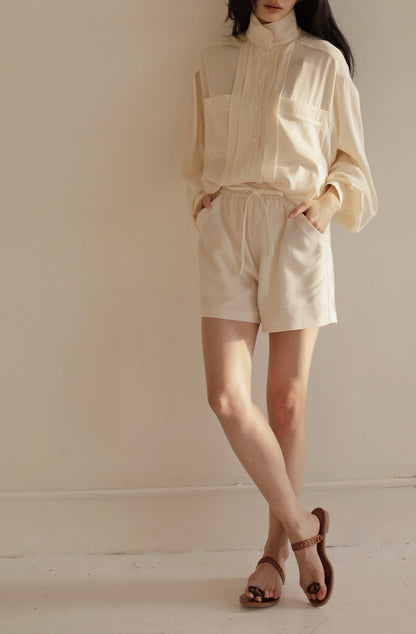 White Drawstring Shorts