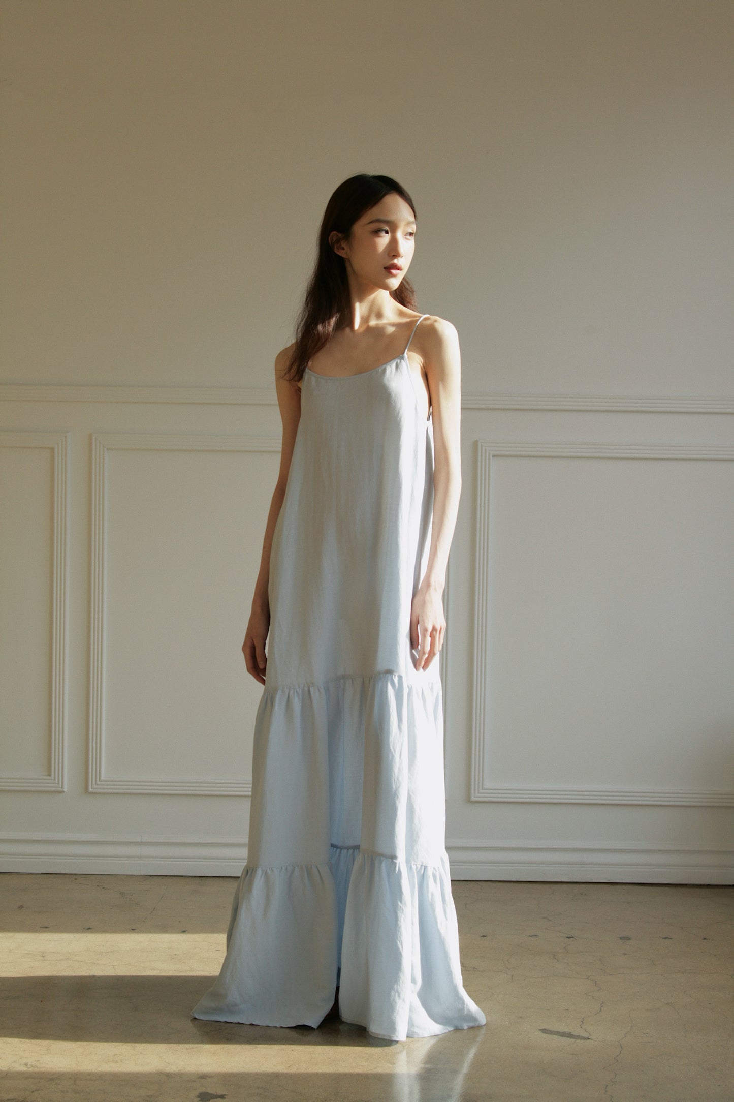 Baby Blue Linen Maxi Dress