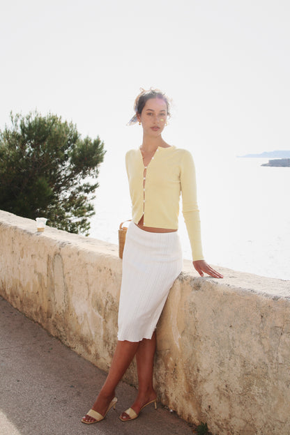 Butter Yellow Wool Machine Washable Cardigan