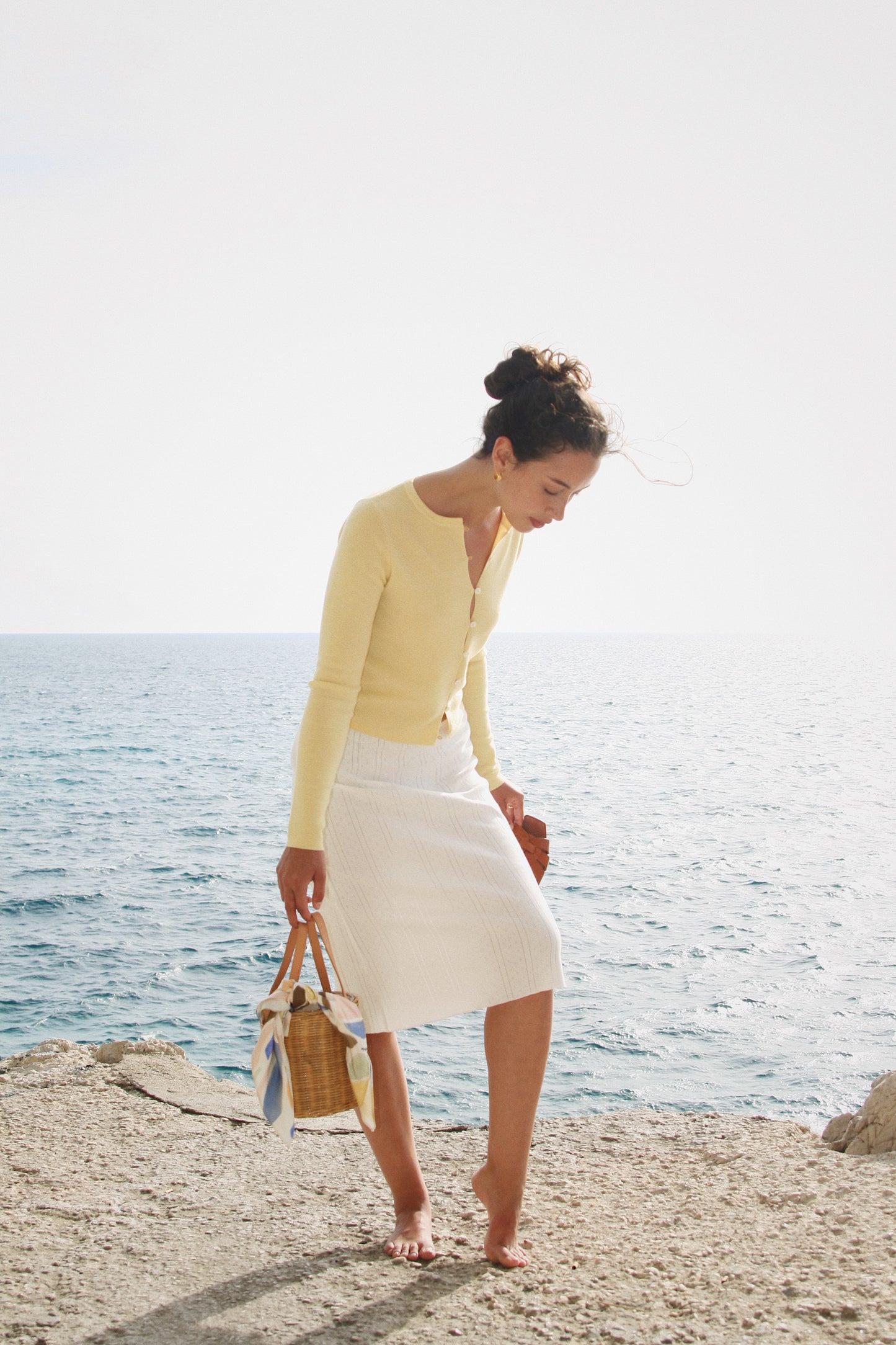 Butter Yellow Wool Machine Washable Cardigan