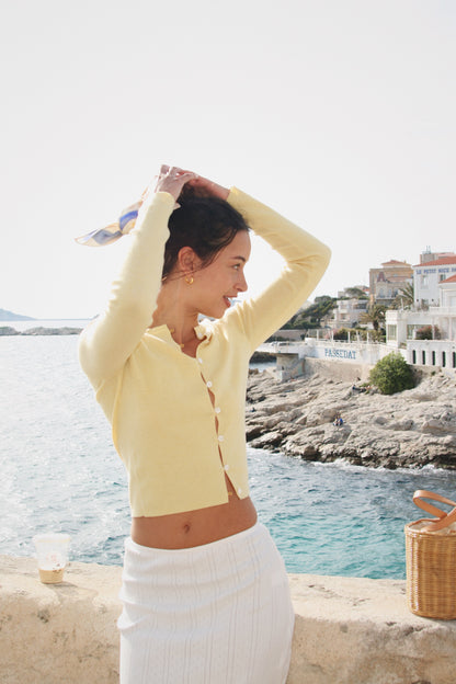 Butter Yellow Wool Machine Washable Cardigan