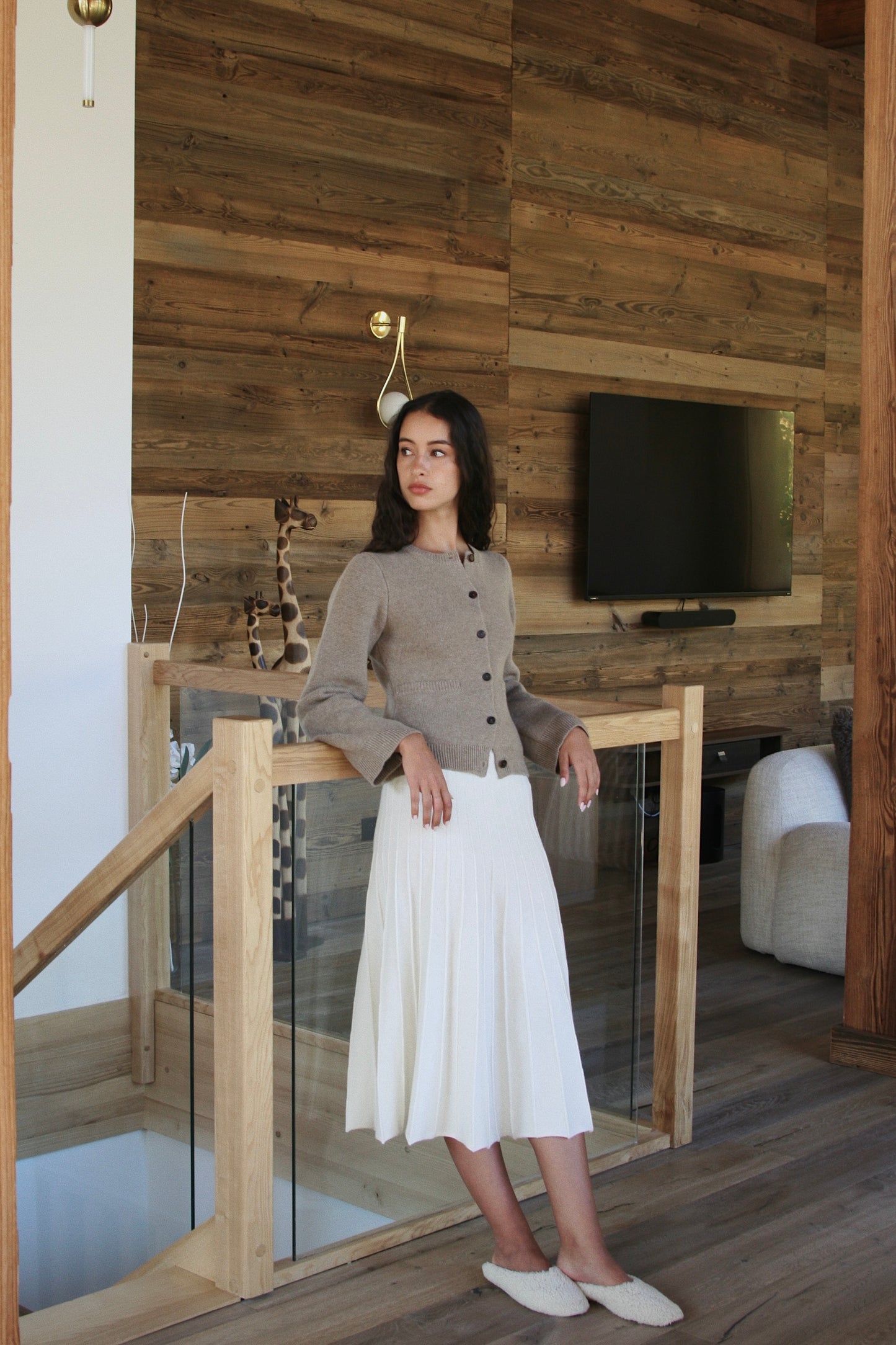 Mocha Cashmere Wool Knit Jacket