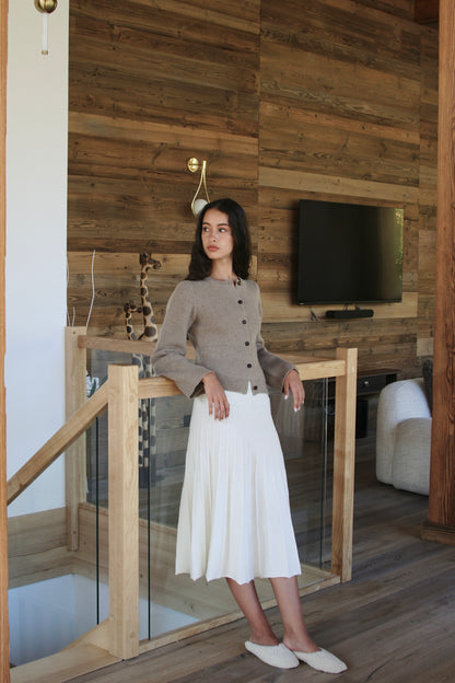 Mocha Cashmere Wool Knit Jacket