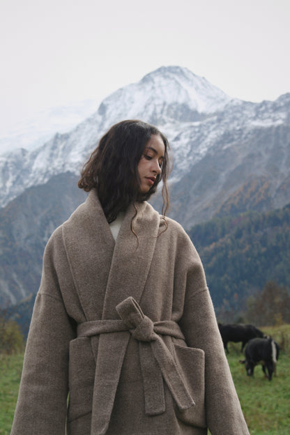 Truffle Brown Llama Cardigan Coat