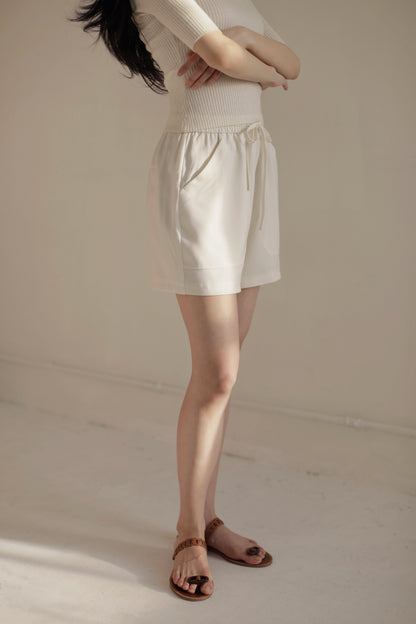 White Drawstring Shorts
