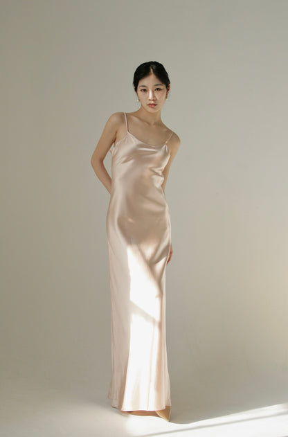 Mermaid Pink Silk Slip Dress