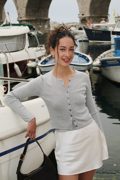 Cashmere Cotton Machine Washable Grey Cardigan