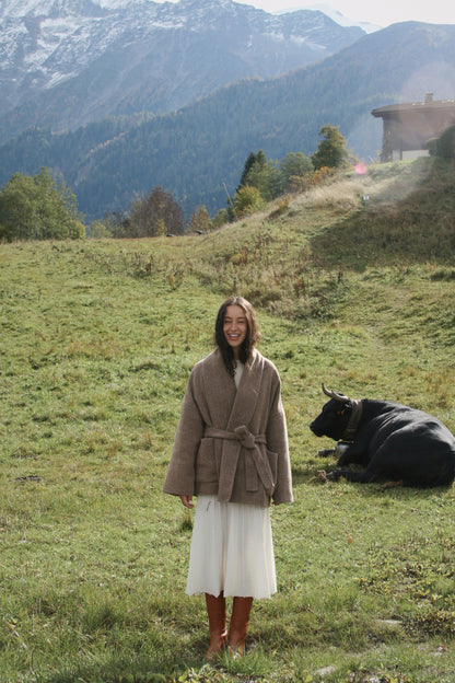 Truffle Brown Llama Cardigan Coat