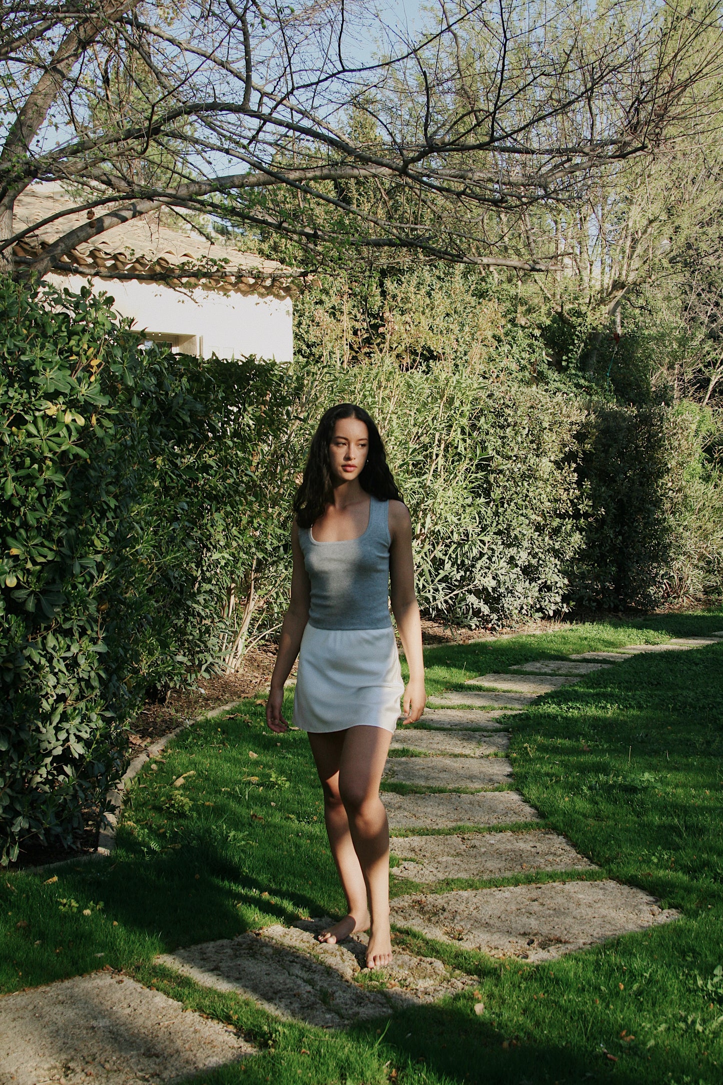 Silk Mini Skirt with Shorts