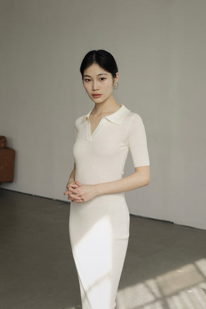 Silk Wool Polo Knit Dress