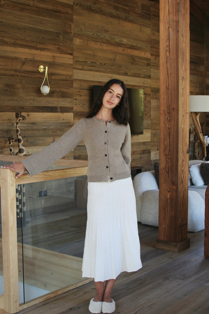 Mocha Cashmere Wool Knit Jacket